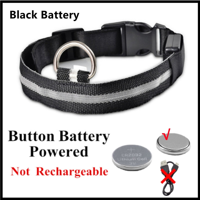 LED Glowing Dog Collar Adjustable Flashing Rechargeable