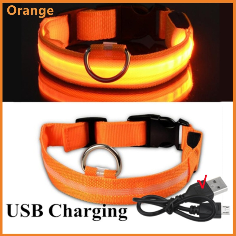 LED Glowing Dog Collar Adjustable Flashing Rechargeable