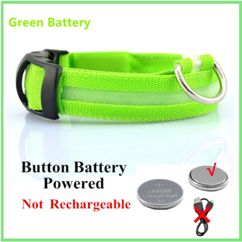 LED Glowing Dog Collar Adjustable Flashing Rechargeable