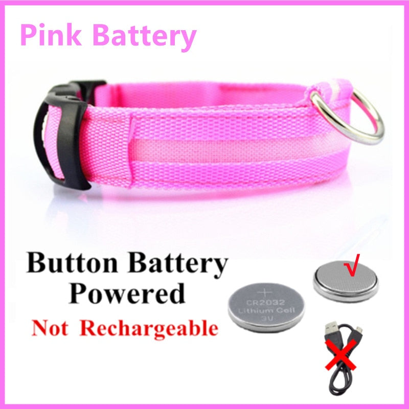 LED Glowing Dog Collar Adjustable Flashing Rechargeable