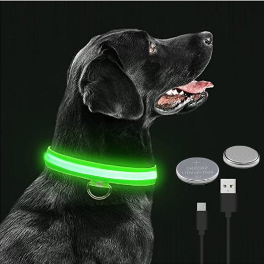 LED Glowing Dog Collar Adjustable Flashing Rechargeable